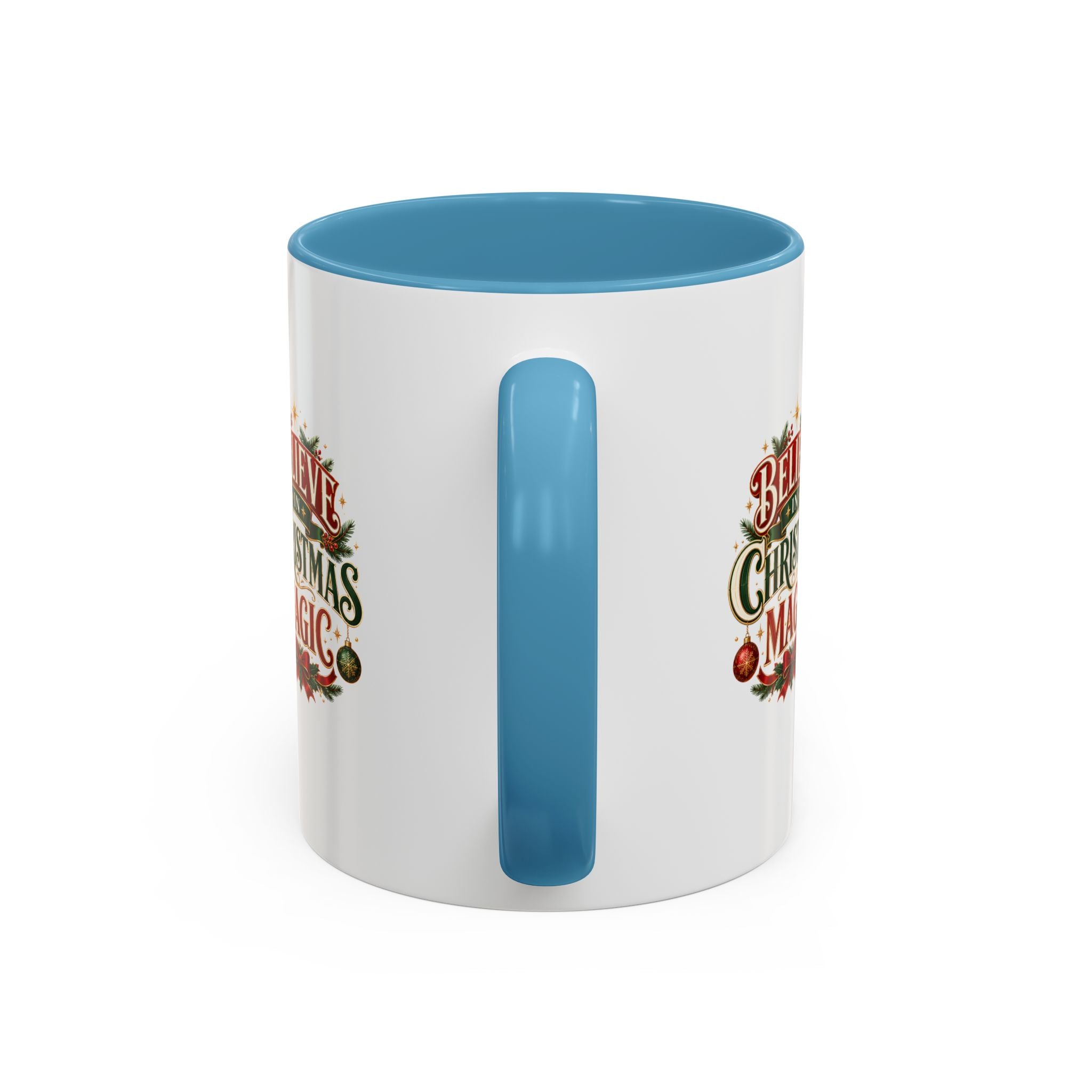 Believe in Christmas Magic Accent Coffee Mug — Festive Holiday ,Ceramic