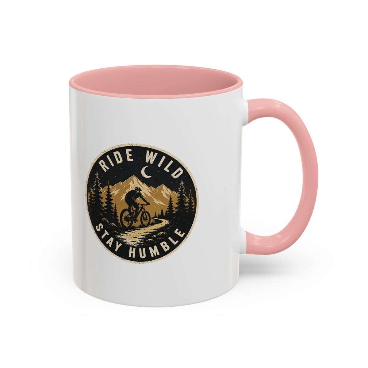 Milo Bailey Dog Dad Mom Ride Wild Stay Humble Accent Coffee Mug — Mountain Biking Adventure Travel Gift