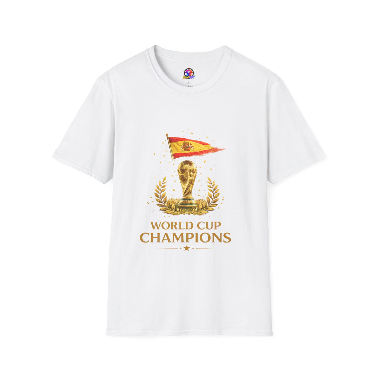 Spain World Cup Champions T-Shirt — Spanish Flag & Trophy Soccer Tee
