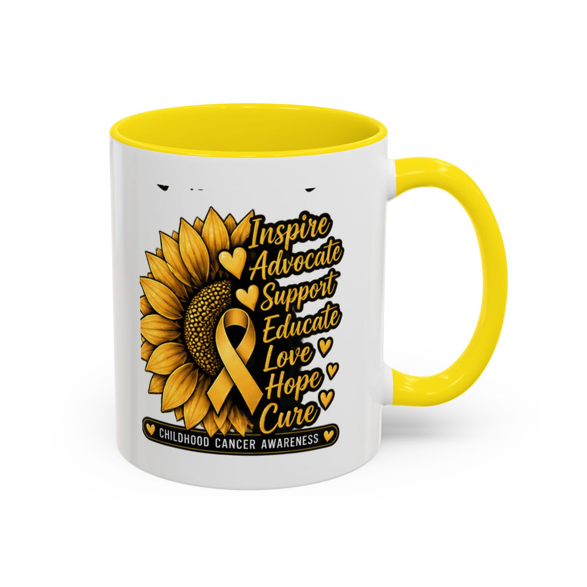 Childhood Cancer Awareness Sunflower Accent Coffee Mug (11/15oz)