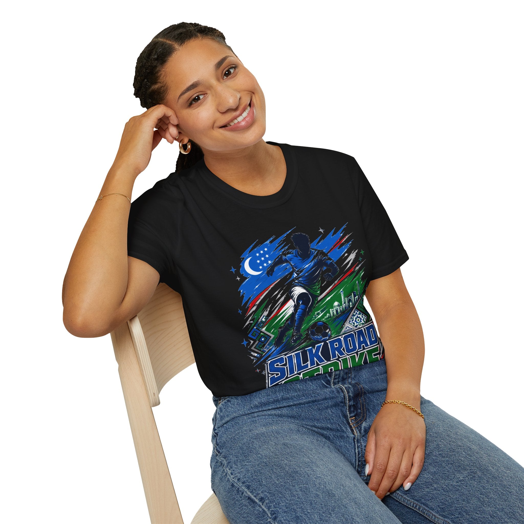 Silk Road Strike Soccer T-Shirt — Uzbekistan Football Graphic Tee