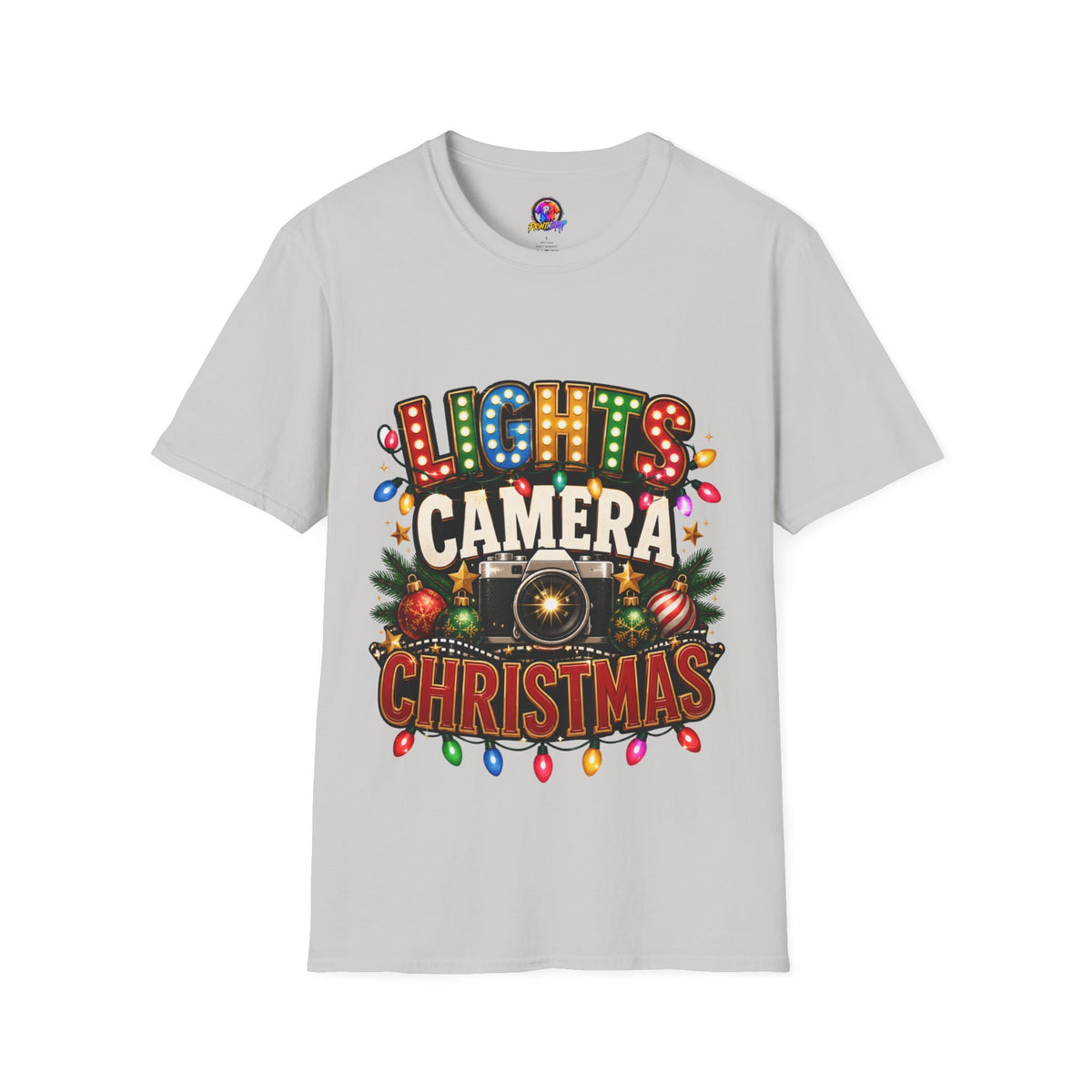Lights Camera Christmas T-Shirt — Retro Marquee Holiday Tee