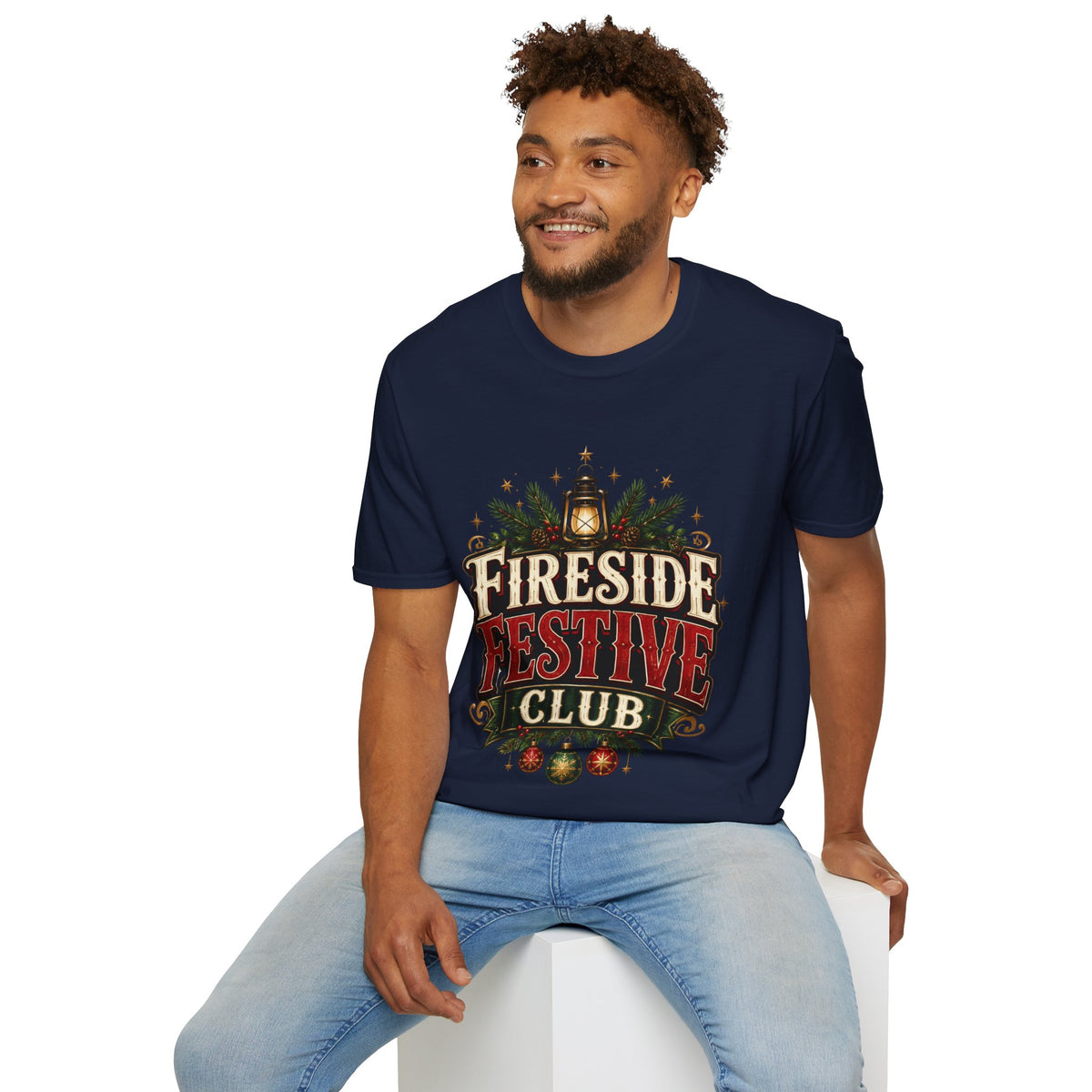 Fireside Festive Club T-Shirt — Cozy Holiday Lantern Graphic Tee