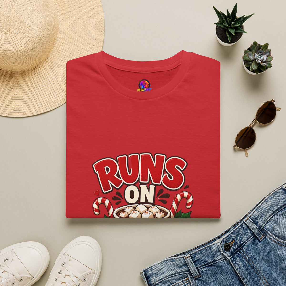 T-Shirt — Runs On Cocoa Holiday Graphic Tee