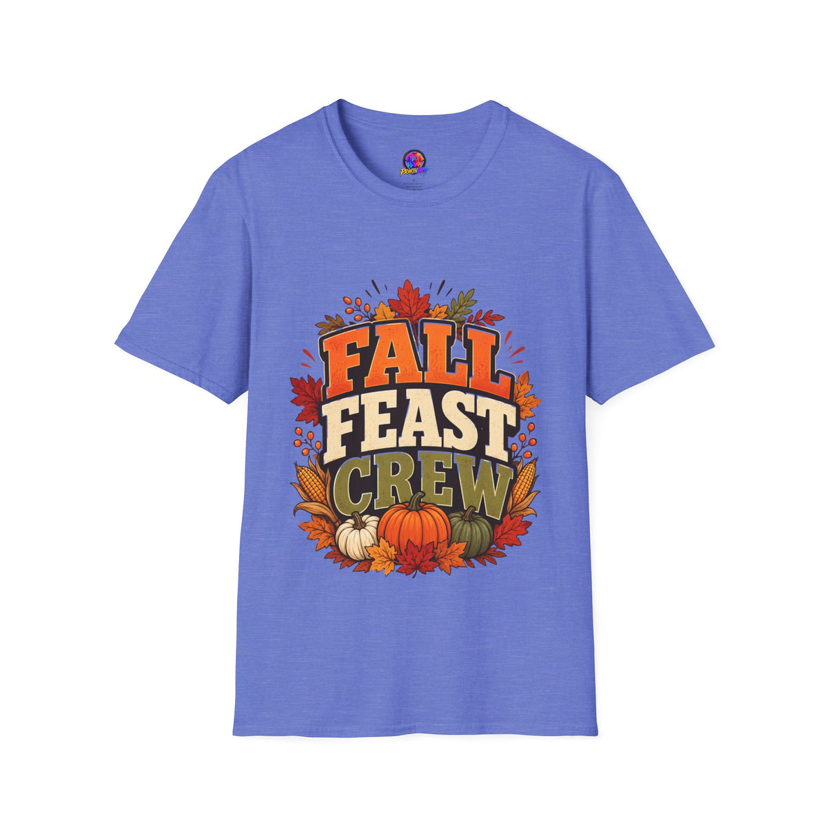 Thanksgiving T-Shirt Fall Feast Crew T-Shirt — Thanksgiving Pumpkin & Leaves Graphic Tee