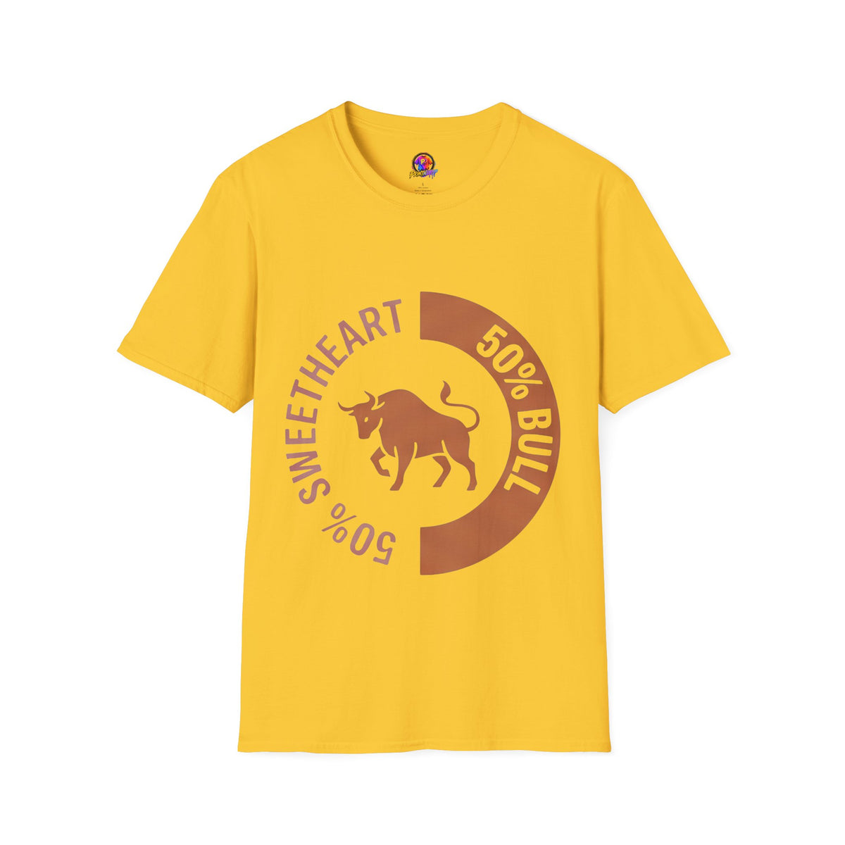 Bull Percentage Graphic T-Shirt — "50% Bull, 50% Sweetheart" Casual Tee