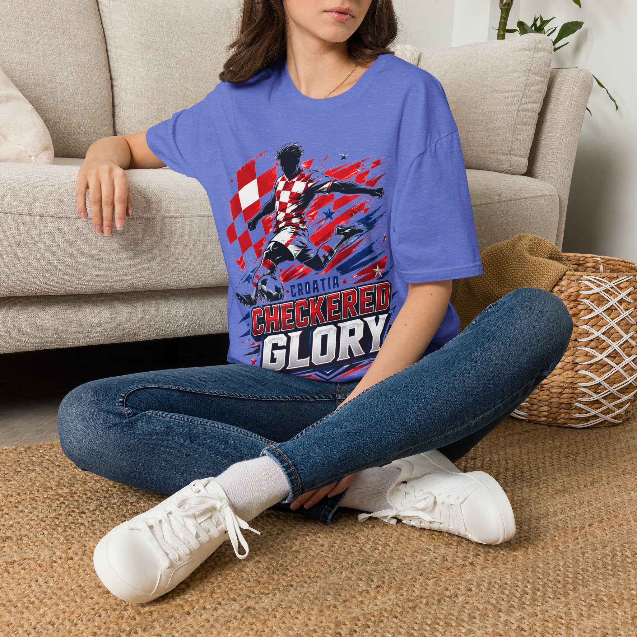 Checkered Glory T-Shirt — Croatia Soccer Fan Tee