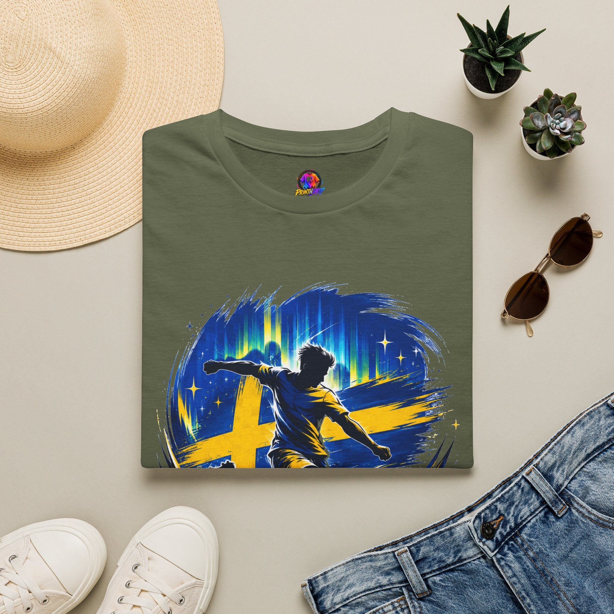 Sweden Nordic Thunder Soccer T-Shirt — Sweden Football Fan Tee