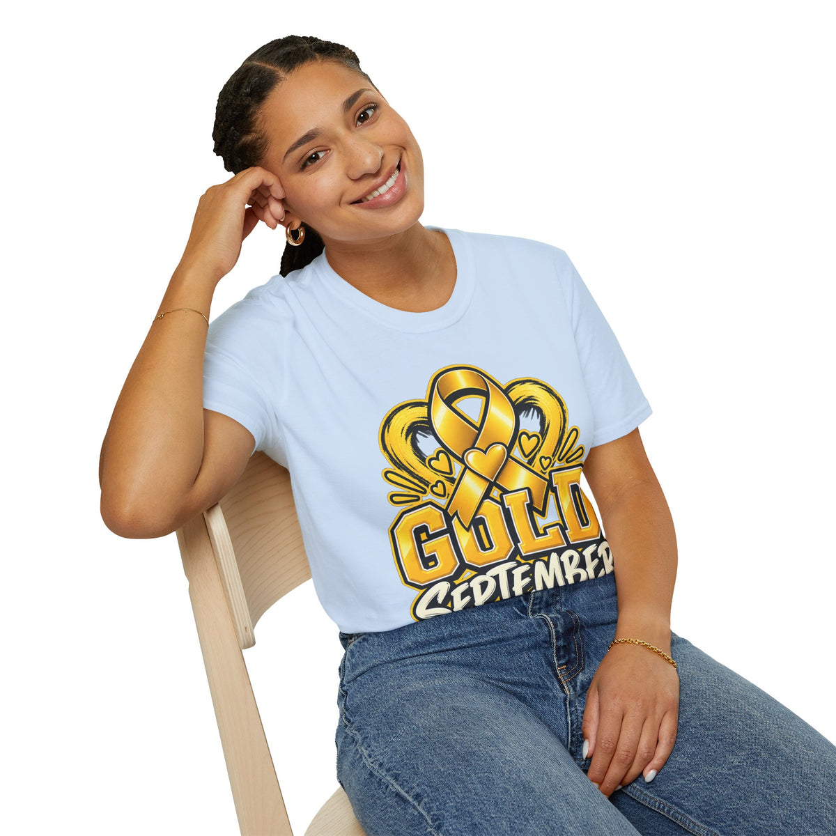 Gold September T-Shirt — Childhood Cancer Awareness Ribbon Tee