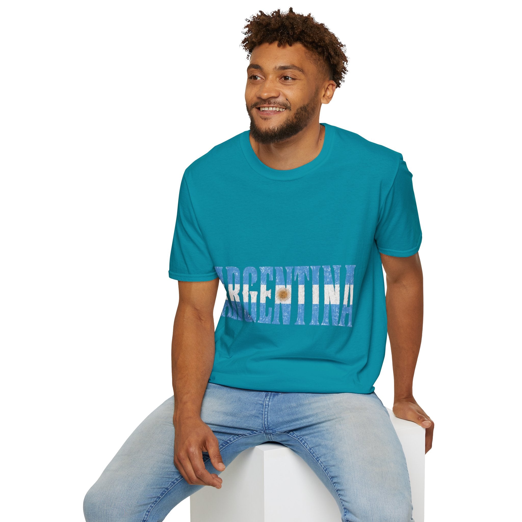 Argentina Beach Vibes T-Shirt — Distressed Blue "ARGENTINA" Graphic
