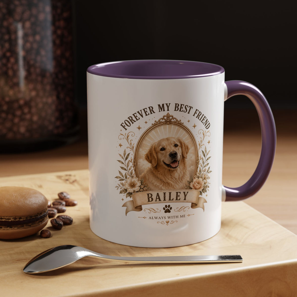 Milo Bailey Dog Dad Mom Personalized Dog Coffee Mug – "Forever My Best Friend" Golden Retriever Memorial Accent Mug