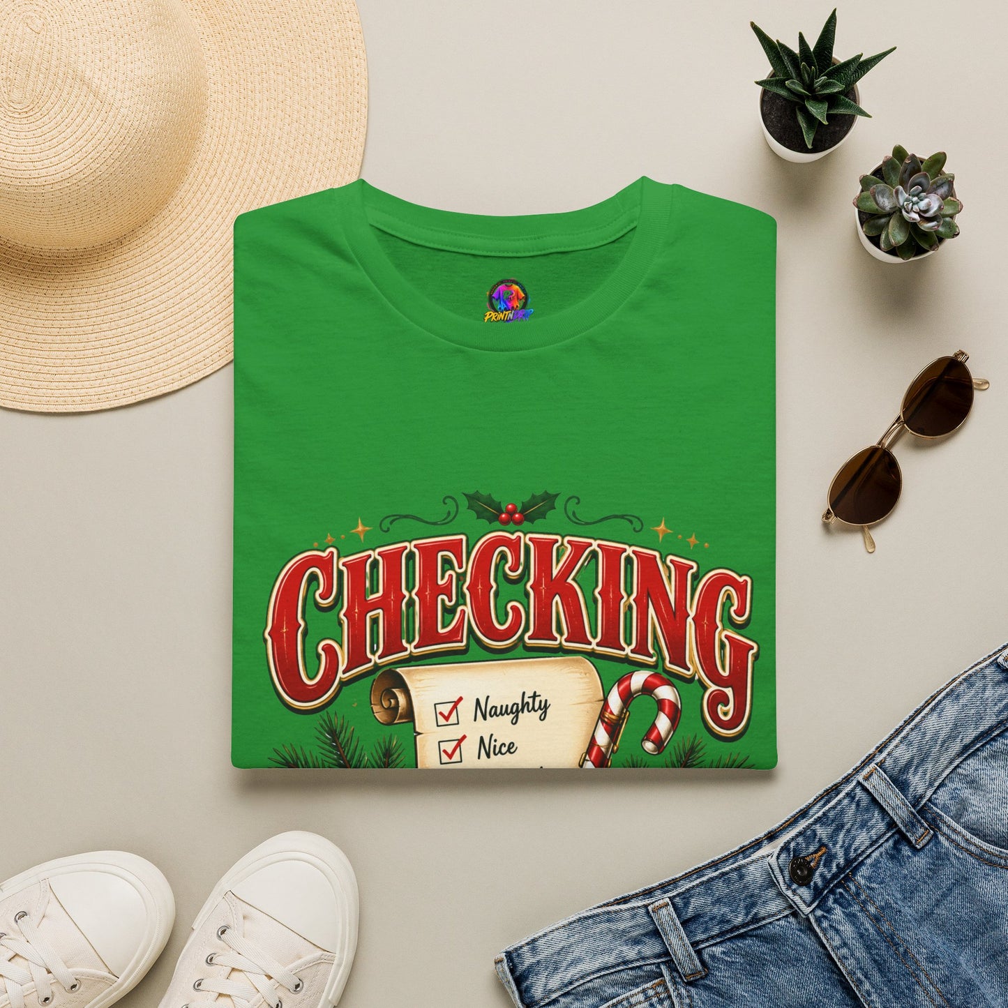 Checking It Twice Christmas T-Shirt — Naughty or Nice Holiday Tee