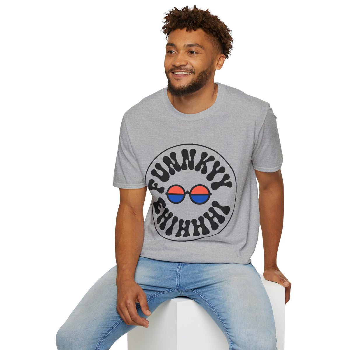 Funky Circle Graphic T-Shirt — Retro Smiley Sunglasses Tee - Trending Now - August 2026