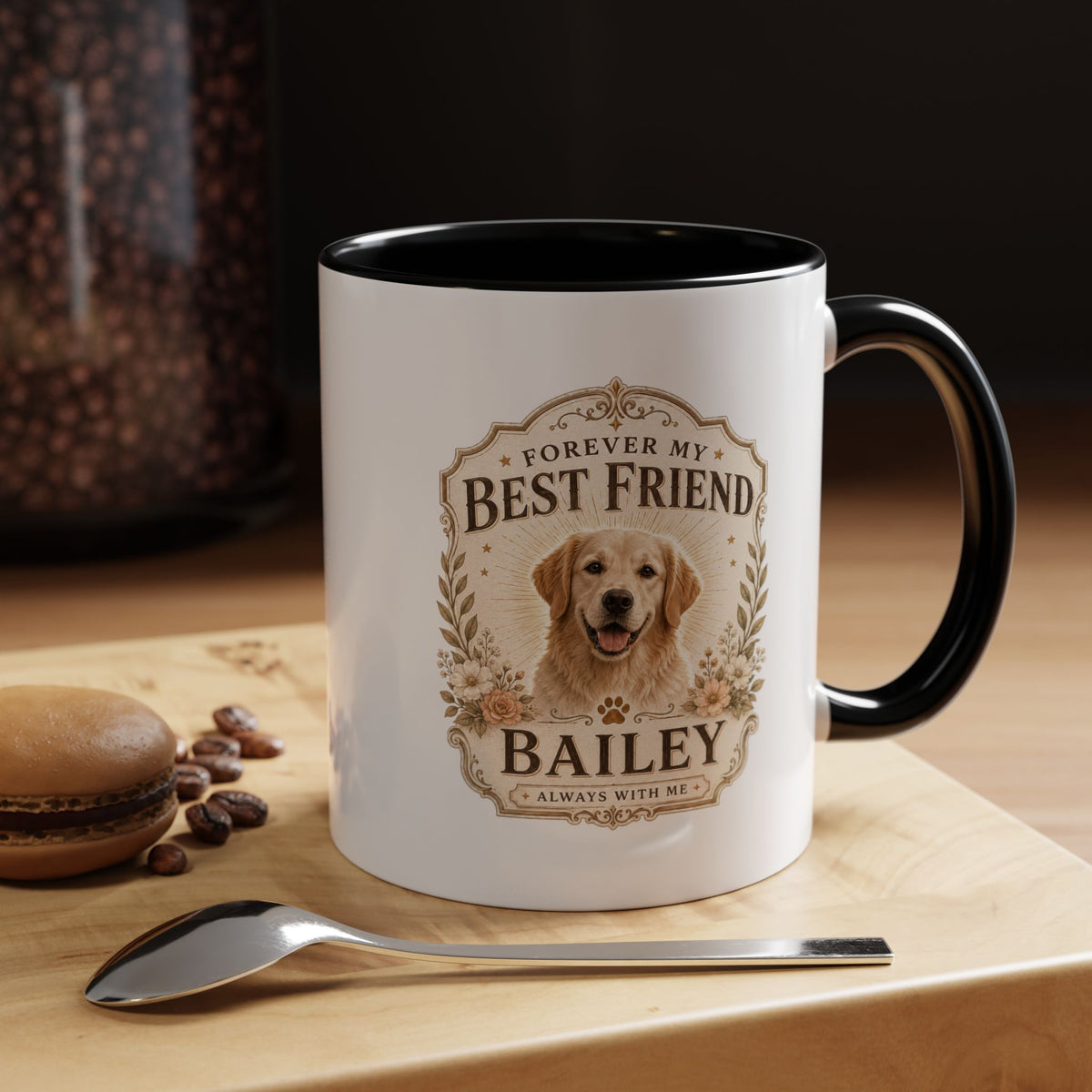 Milo Bailey Dog Dad Mom Forever My Best Friend Dog Coffee Mug — Personalized Pet Name Accent Mug