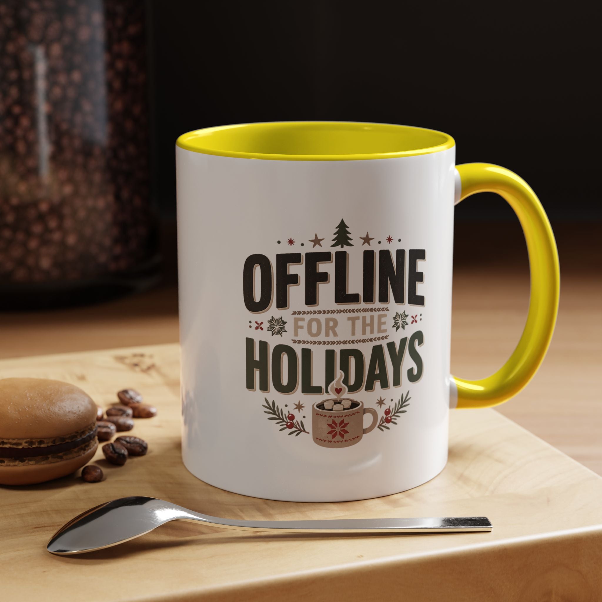 Christmas Holiday Coffee Mug — “Offline for the Holidays” Accent Ceramic Mug