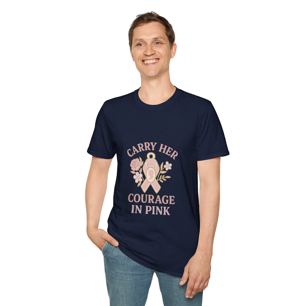 T-Shirt — "Carry Her Courage in Pink" Floral Breast Cancer Awareness Tee - Trending Now - October 2026