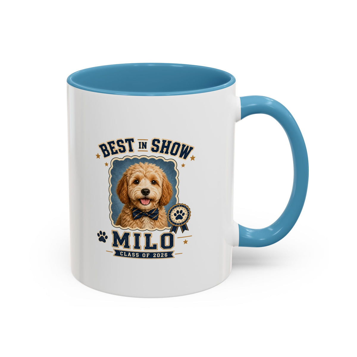 Milo Bailey Dog Dad Mom Best in Show Milo Personalized Dog Coffee Mug — Custom Pet Name Accent Mug