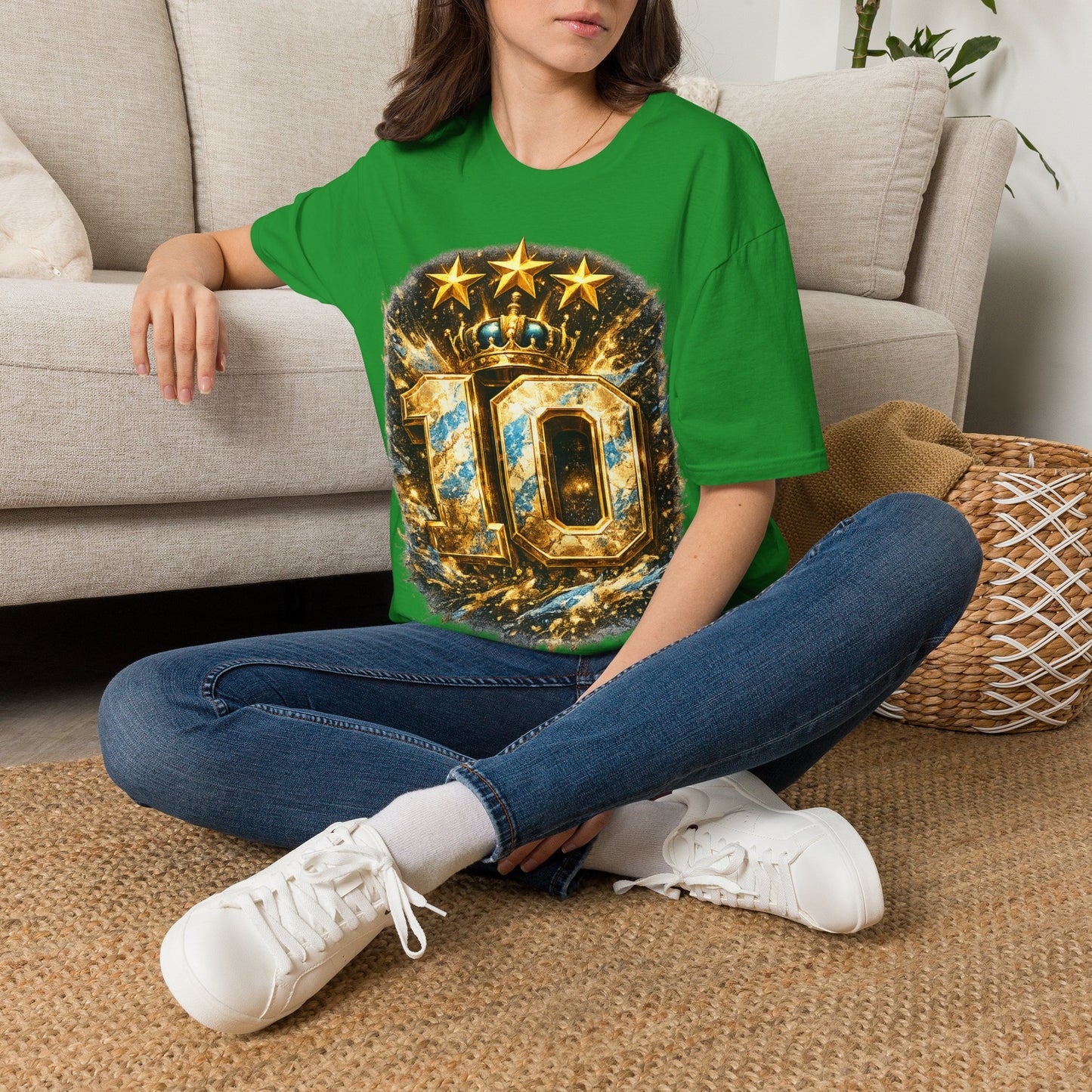 Argentina, MESSI #10 T-Shirt — Gold Crown '10' Victory Graphic Tee