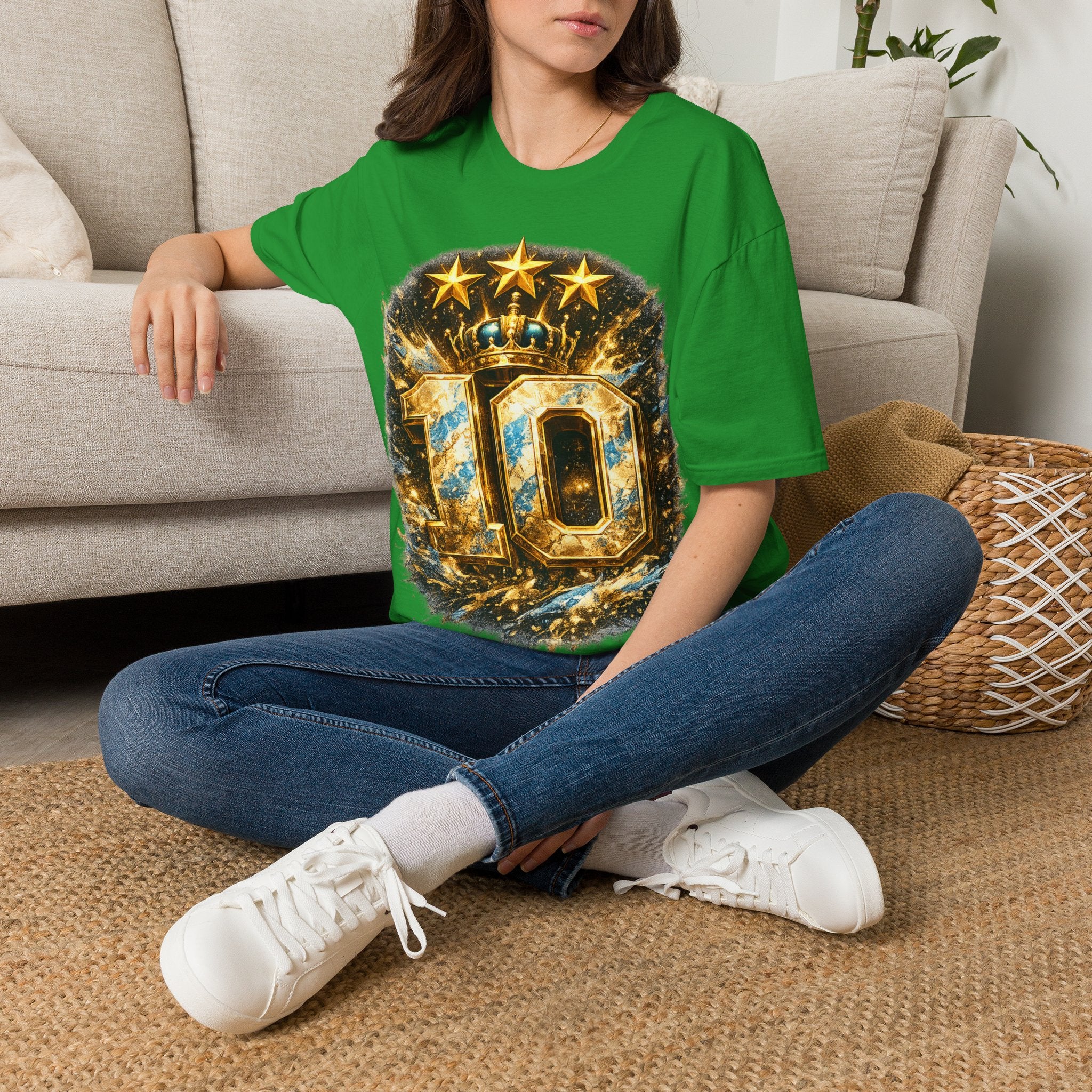 Argentina, MESSI #10 T-Shirt — Gold Crown '10' Victory Graphic Tee