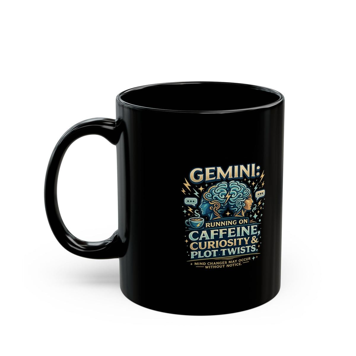 Gemini Zodiac Coffee Mug — "Running on Caffeine, Curiosity & Plot Twists"