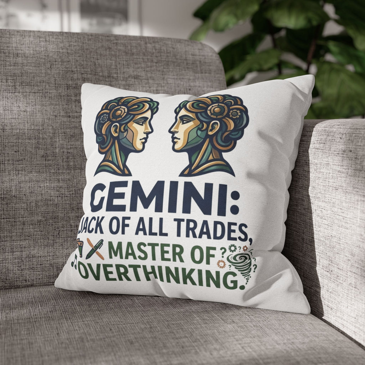 Gemini Pillowcase – "Jack of All Trades, Master of Overthinking" Astrology Throw Pillow