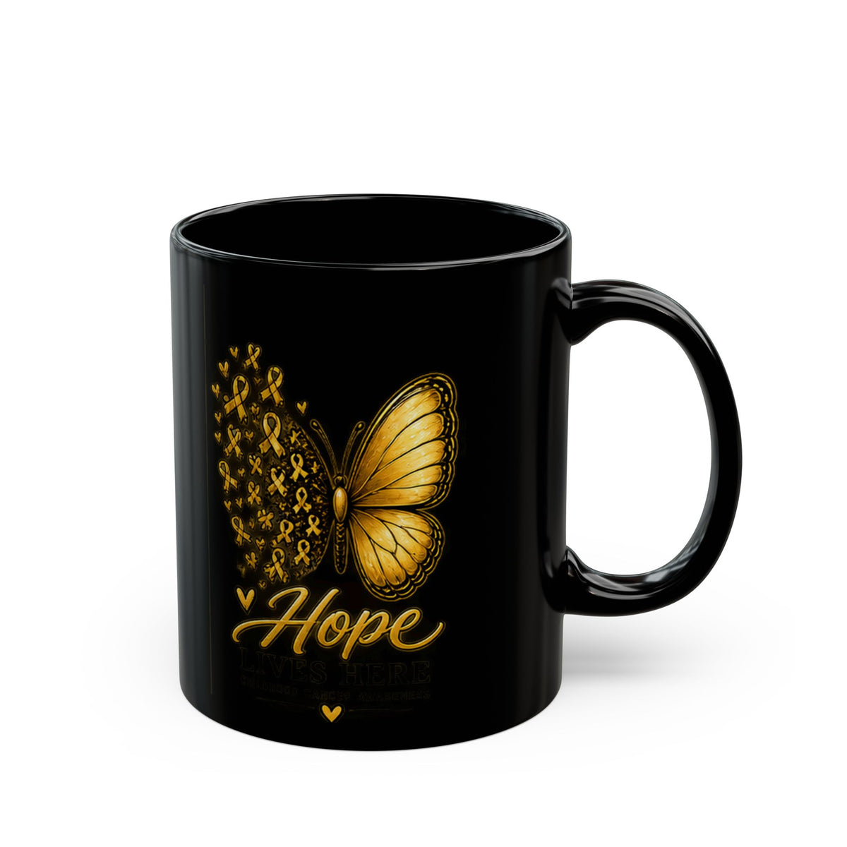 Childhood Cancer Awareness Hope Butterfly Black Mug
