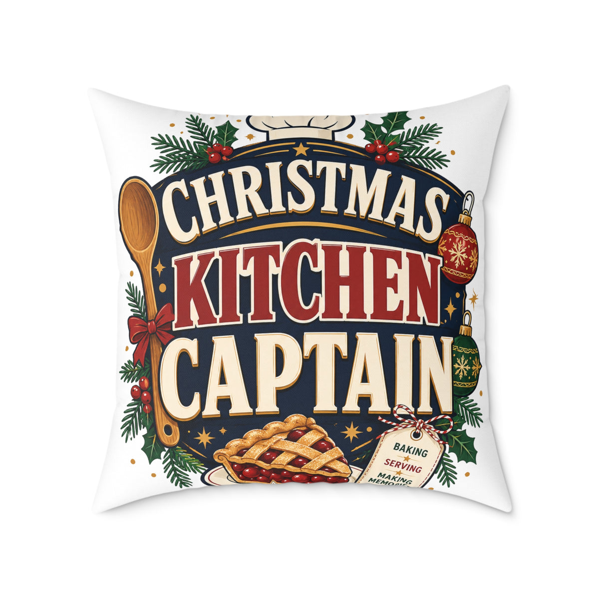 Christmas Kitchen Captain Modern Day Christmas Square Poly Canvas Pillow