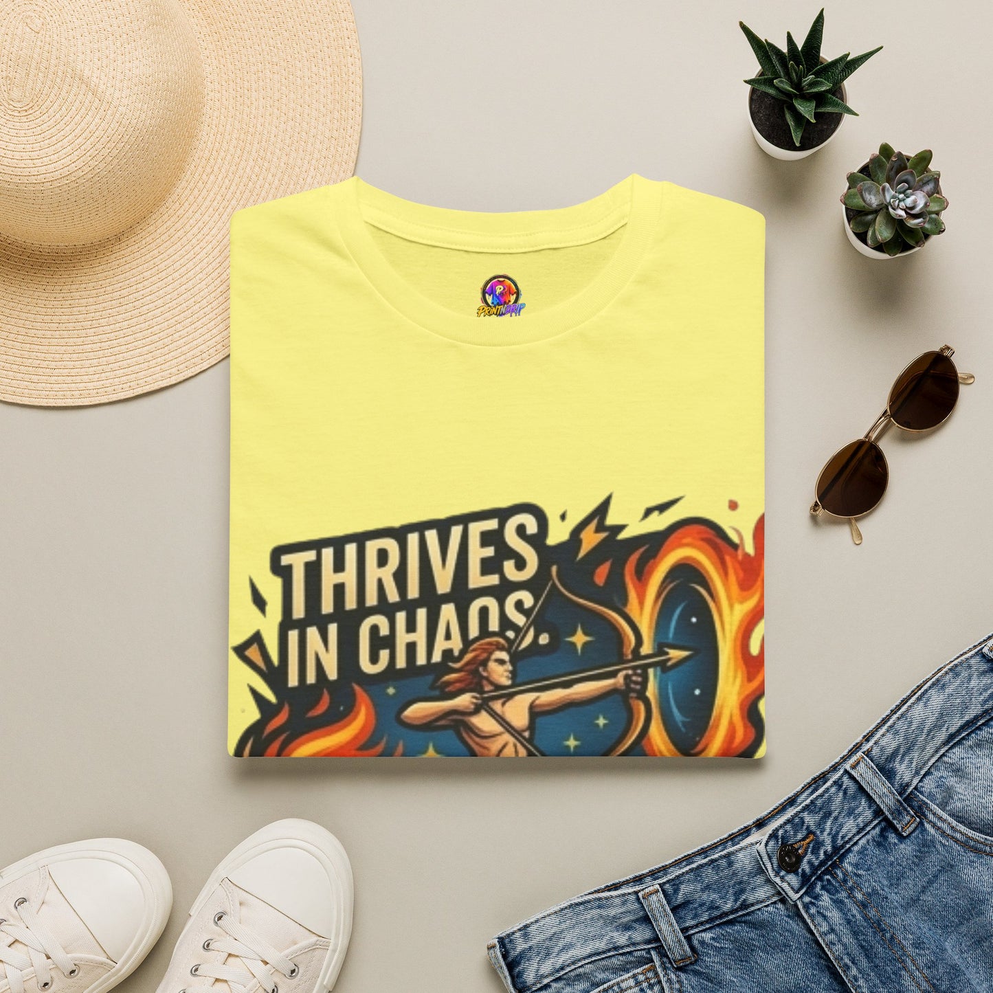 Sagittarius Archer T‑Shirt — "Thrives in Chaos" Zodiac Fire Sign Tee