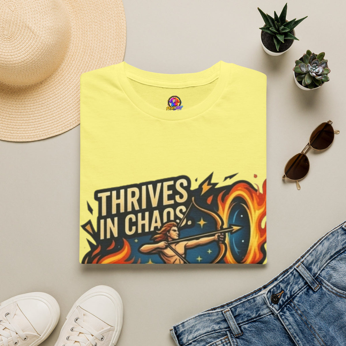 Sagittarius Archer T‑Shirt — "Thrives in Chaos" Zodiac Fire Sign Tee