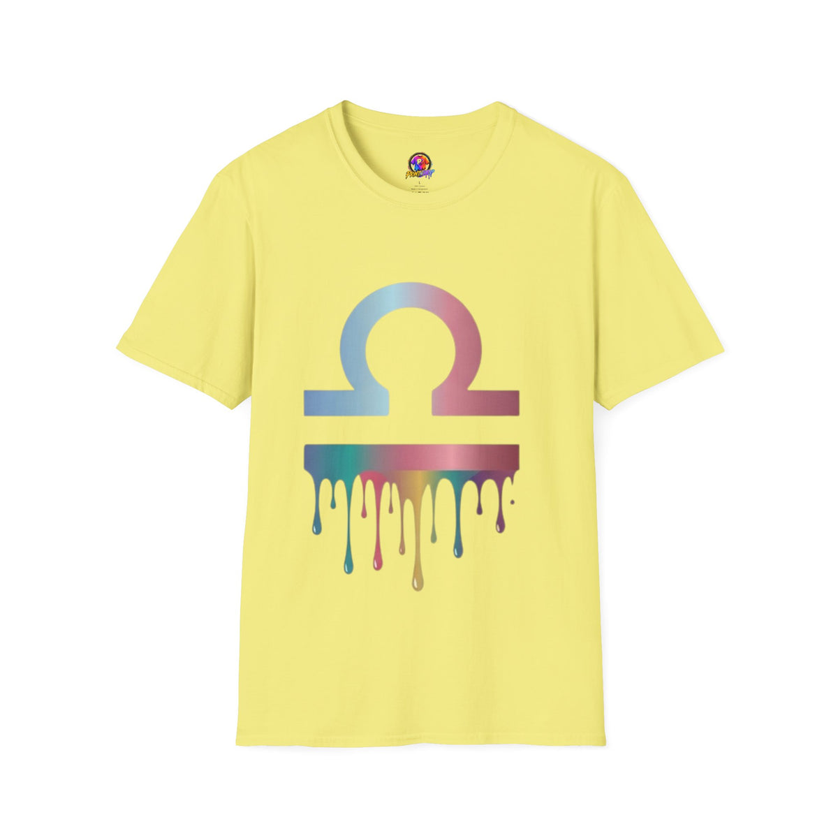 Libra Zodiac Omega Symbol T‑Shirt — Pastel Gradient Drip Graphic Shirt
