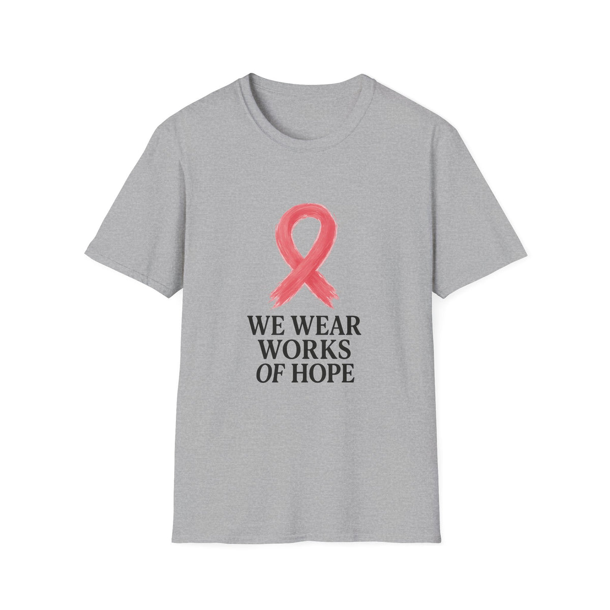 Breast Cancer Awareness Ribbon T-Shirt — "We Wear Works of Hope" - Trending Now - October 2026