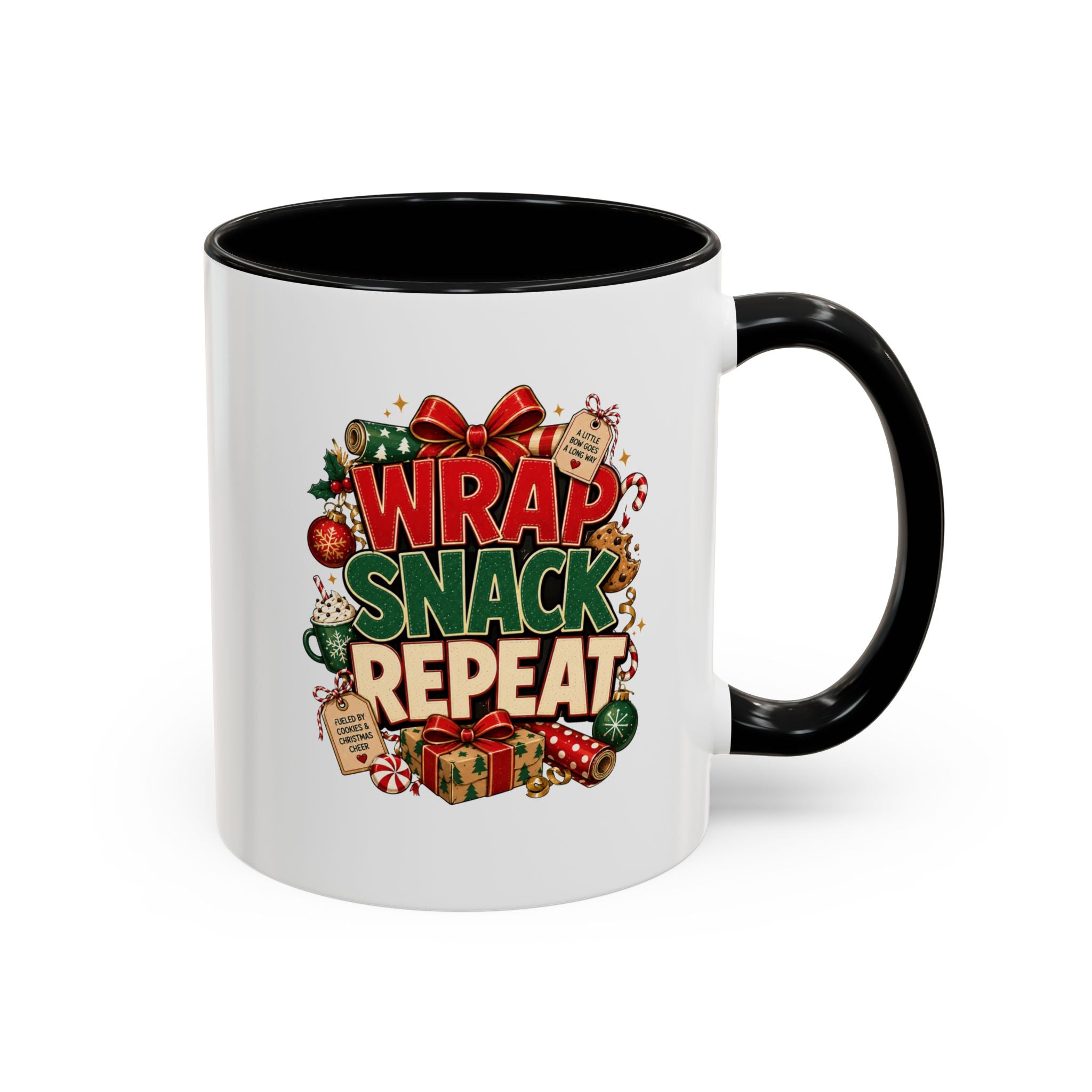 Wrap Snack Repeat Christmas Coffee Mug — Holiday Baking & Gift-Wrapping Mug