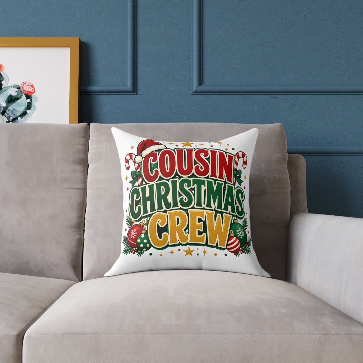 Cousin Christmas Crew Throw Pillow — Festive Holiday Decorative Cushion