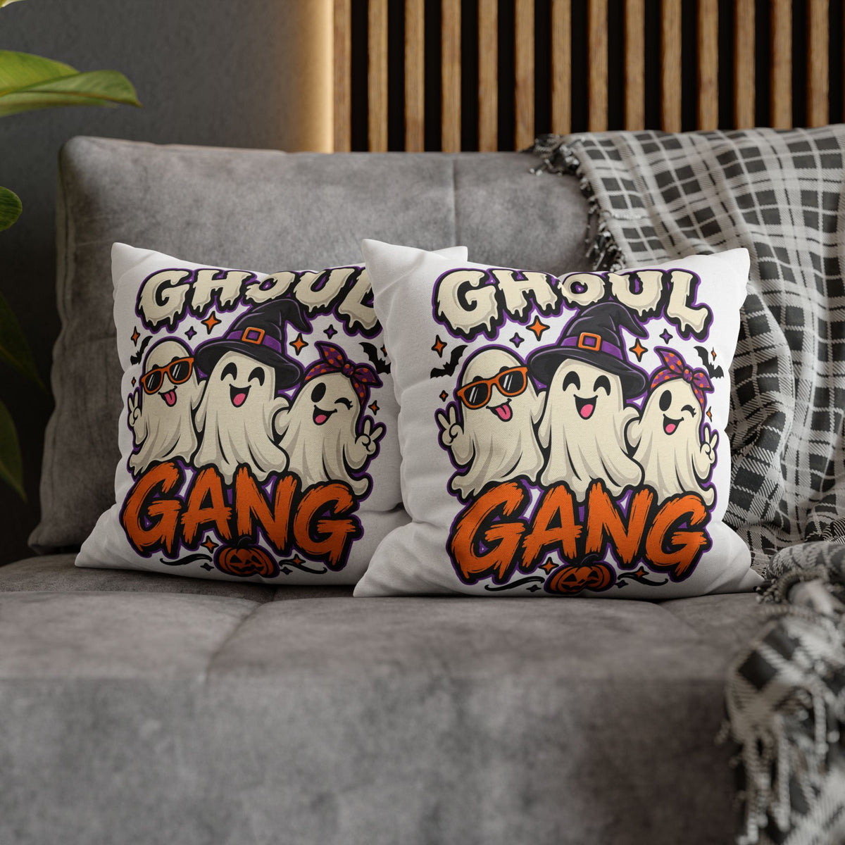 Ghoul Gang Halloween Throw Pillowcase — Cute Ghosts Decorative Pillow Cover