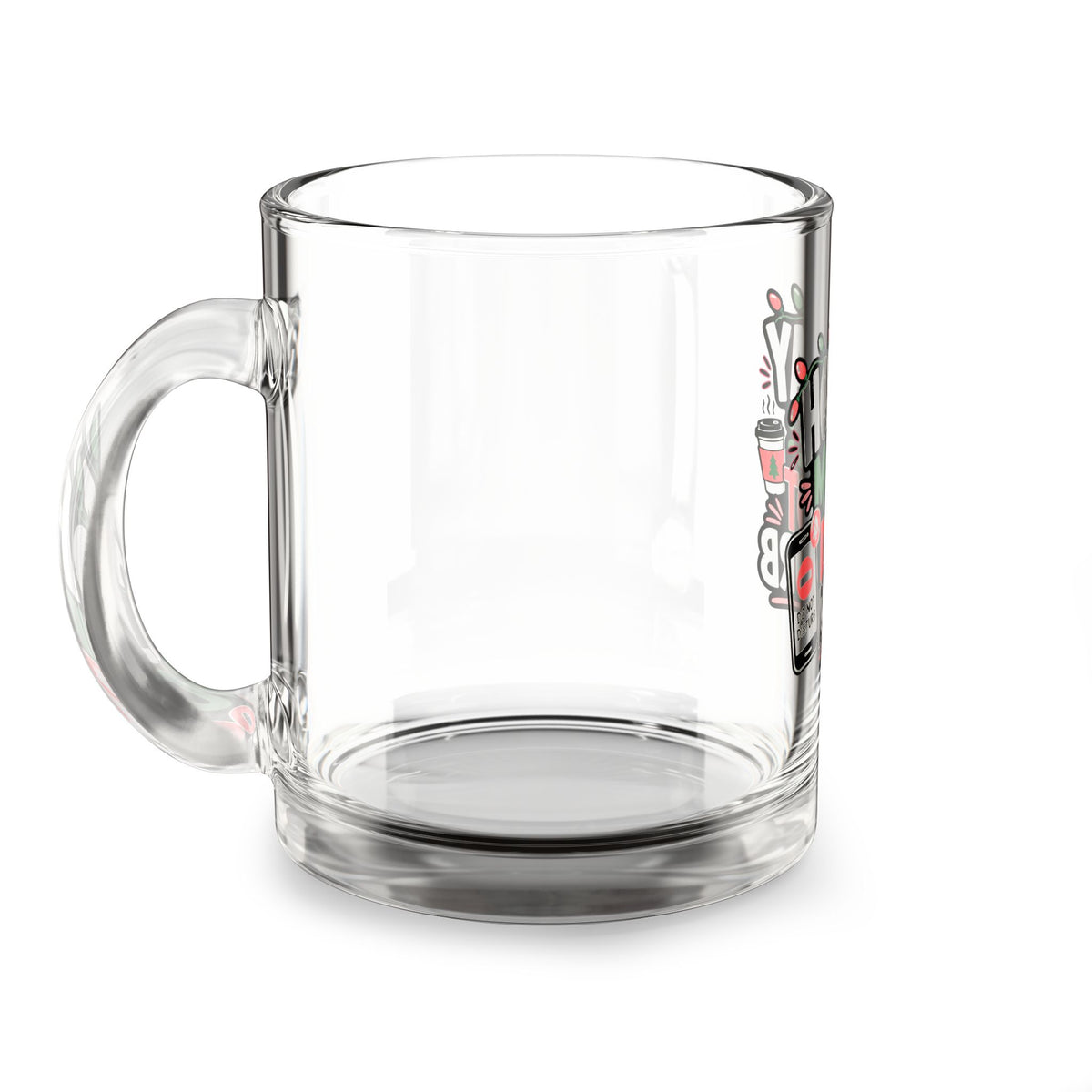 Modern Day Christmas Glass Mug  10oz Holiday Mode Glass Mug — "Do Not Disturb" Christmas Coffee Cup