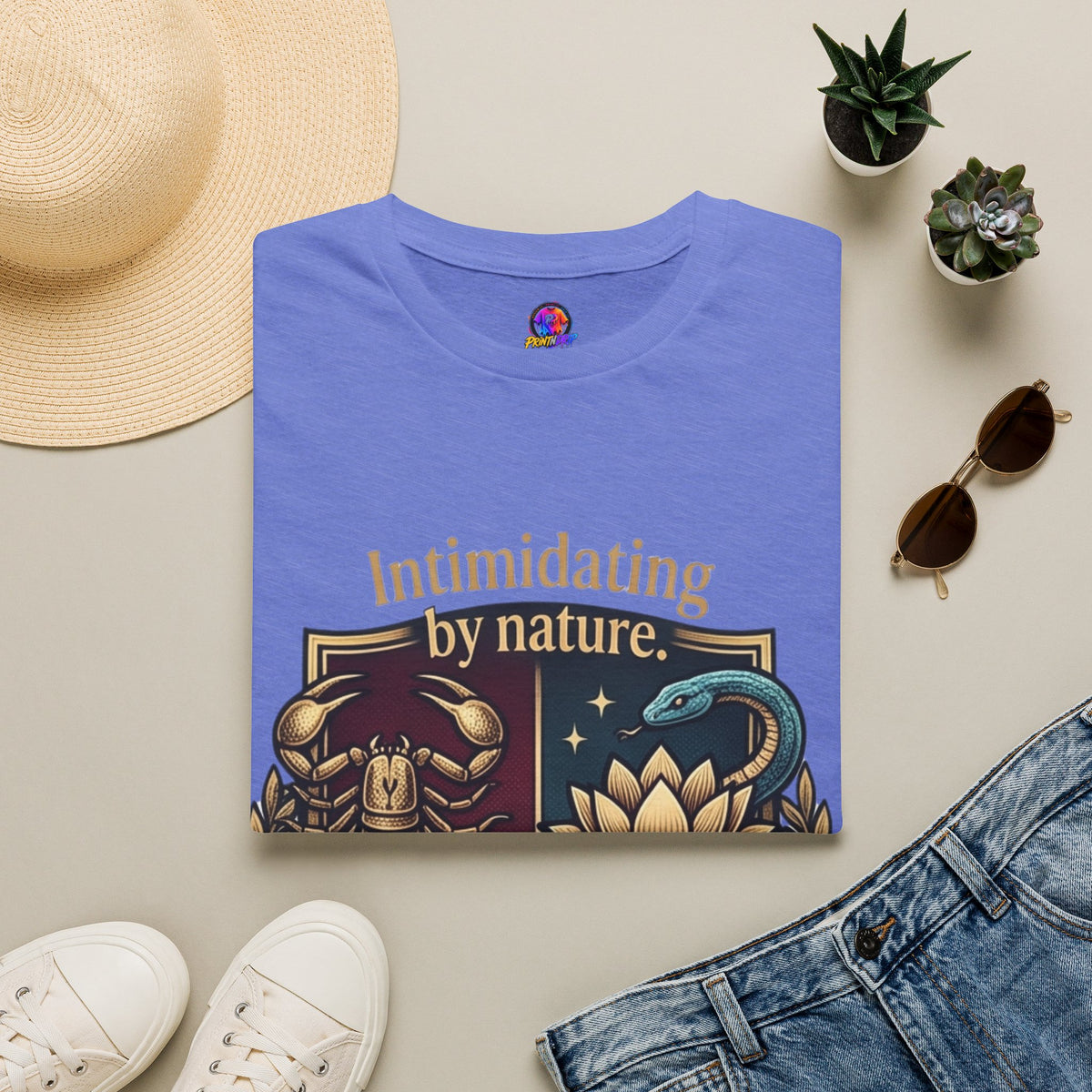 Intimidating by Nature T-Shirt — Scorpion & Snake Badge Design