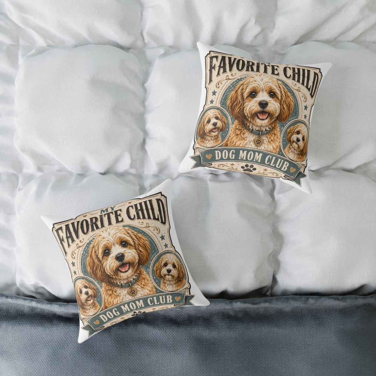 Favorite Child Dog Mom Club Pillow  Milo Bailey Dog Dad Mom — Cute Dog Mom Decorative Throw Pillow
