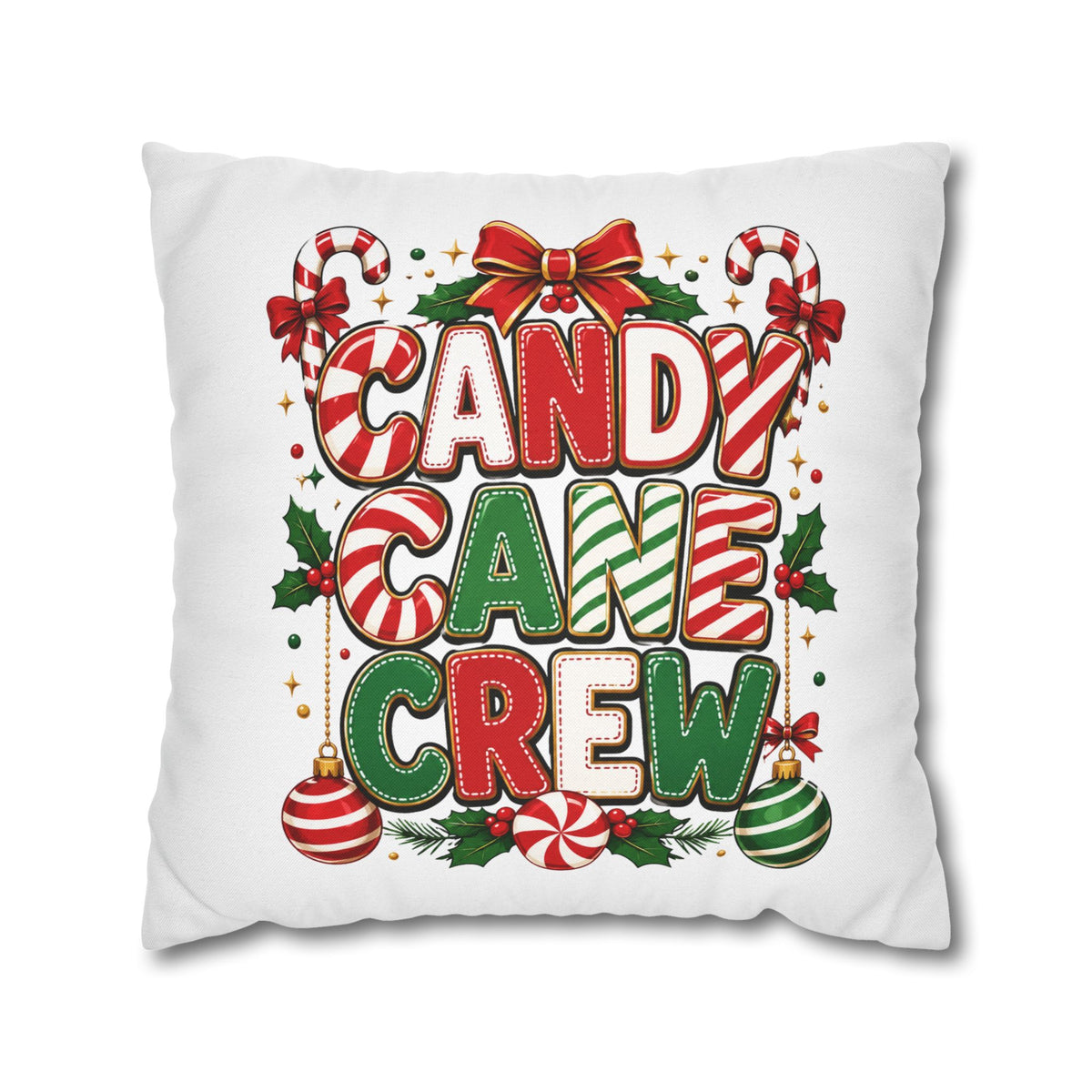 Christmas Candy Cane Crew Holiday Pillowcase — Festive Christmas Decorative Throw