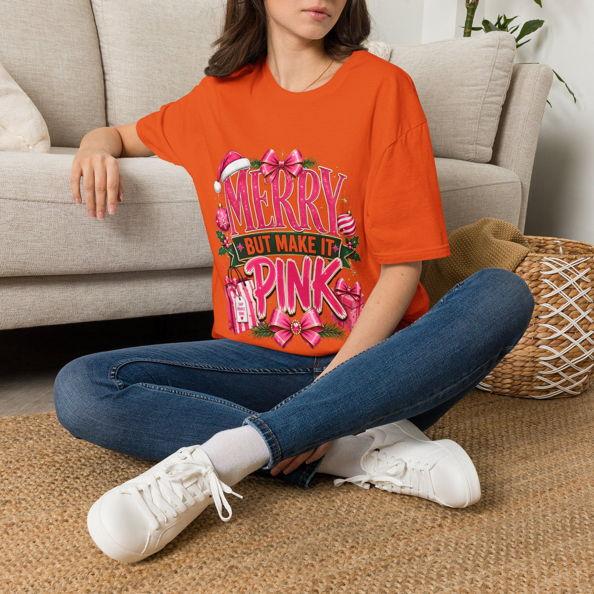 Christmas T-Shirt — "Merry But Make It Pink" Holiday Tee