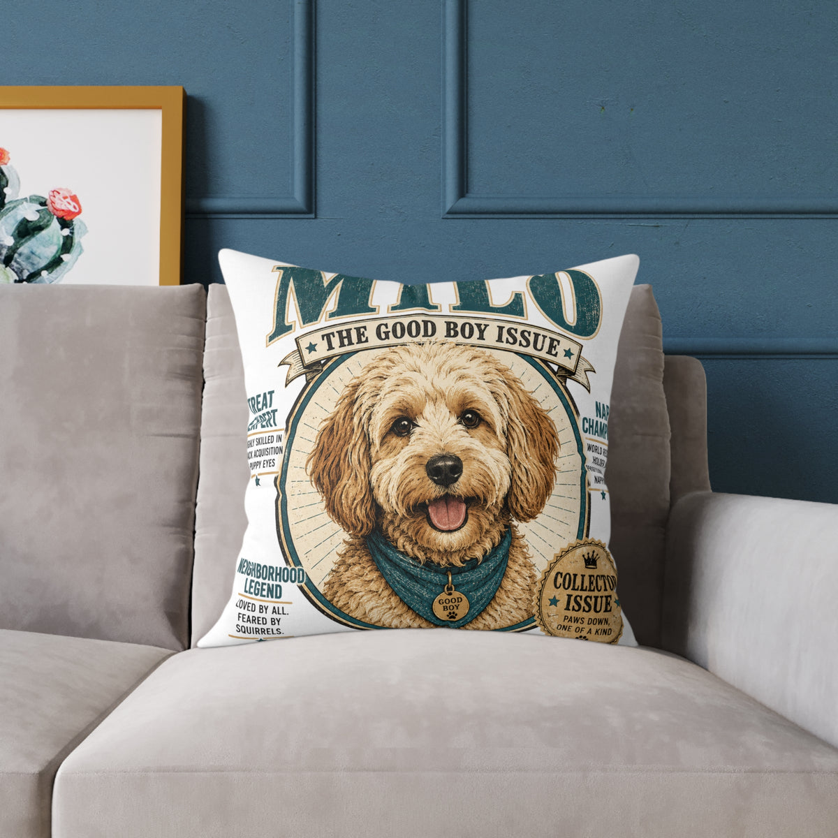 Milo "The Good Boy Issue" Decorative Pillow  Milo Bailey Dog Dad Mom