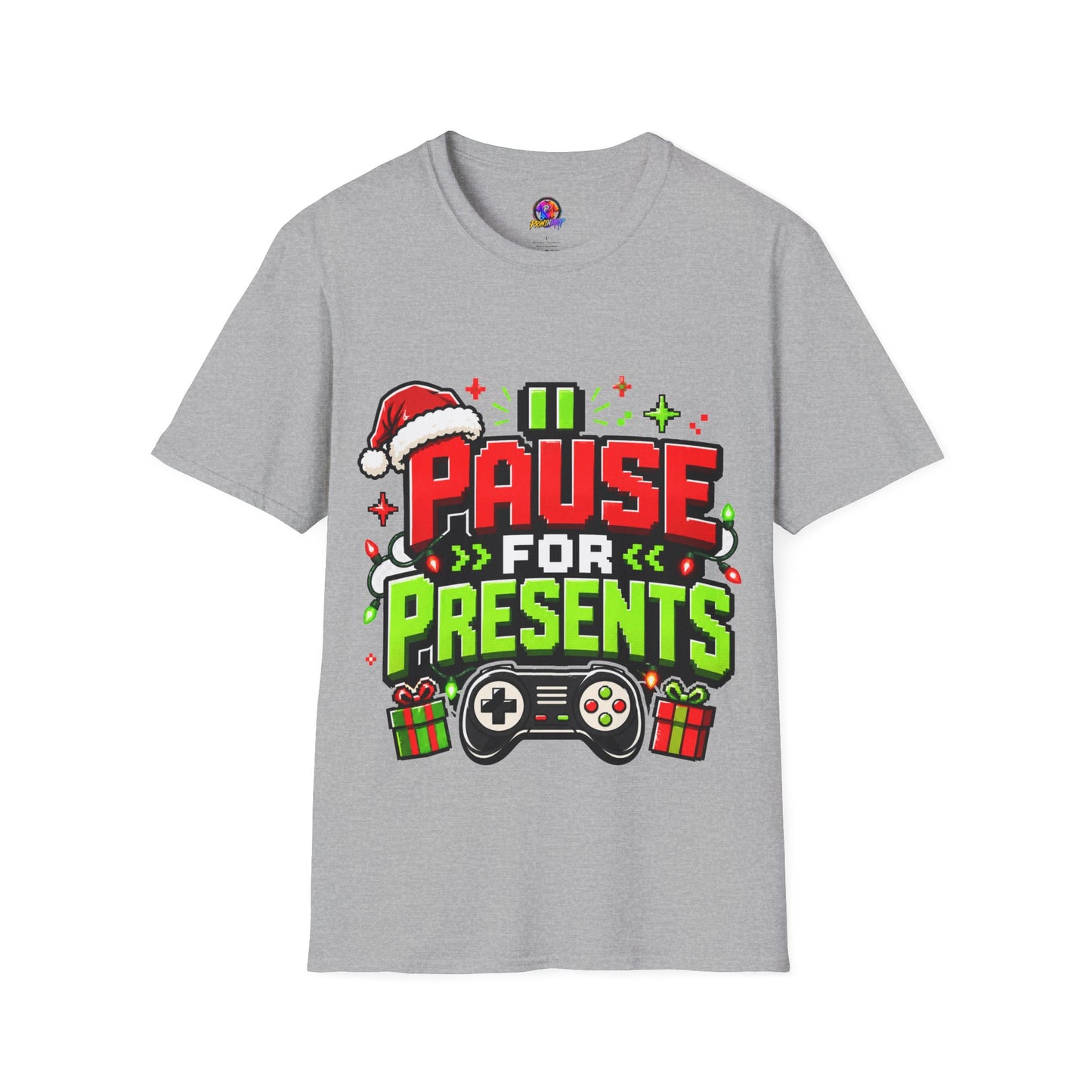 T-Shirt — "Pause for Presents" Christmas Gamer Tee