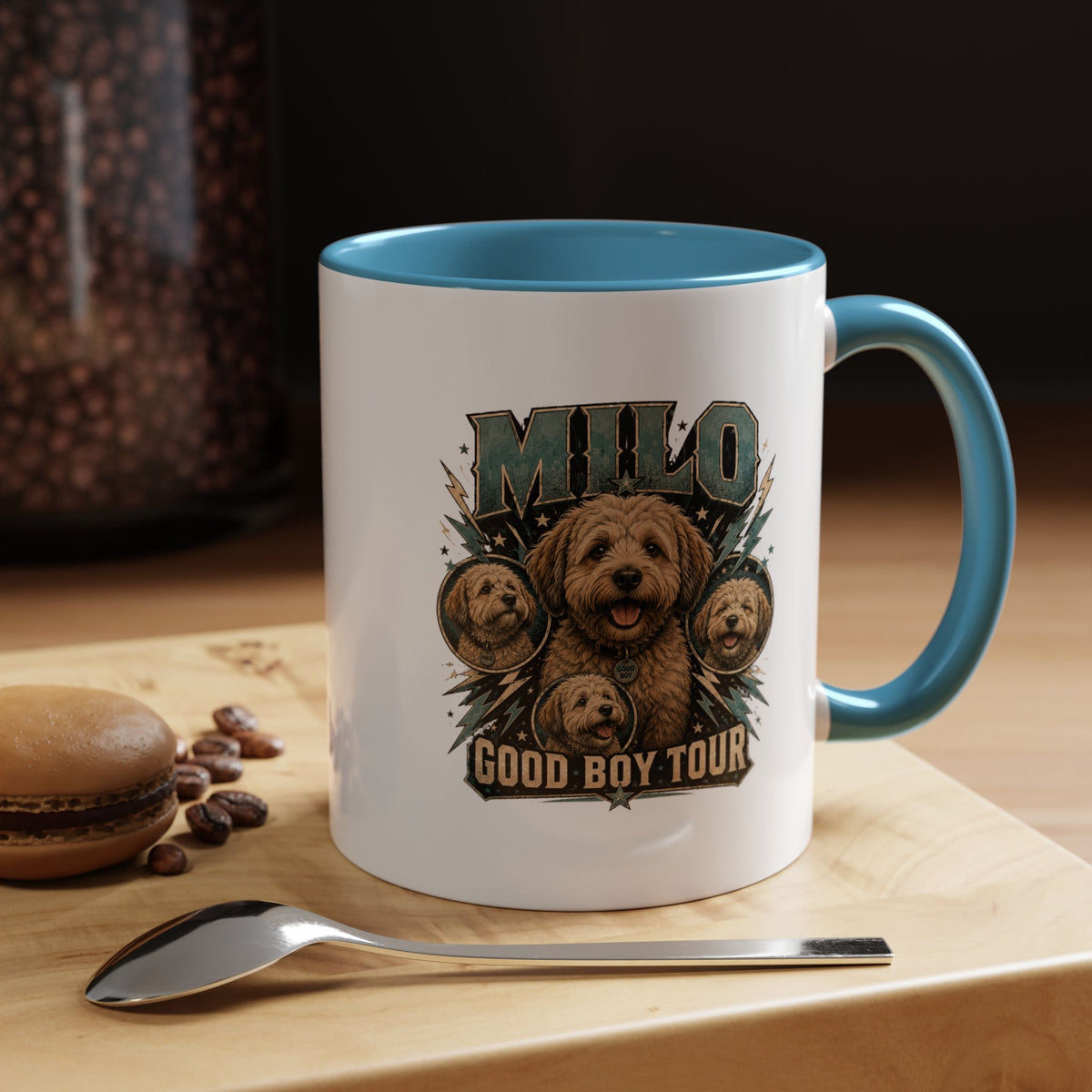 Milo Bailey Dog Dad Mom Milo "Good Boy Tour" Accent Coffee Mug – Personalized Dog Lover Gift