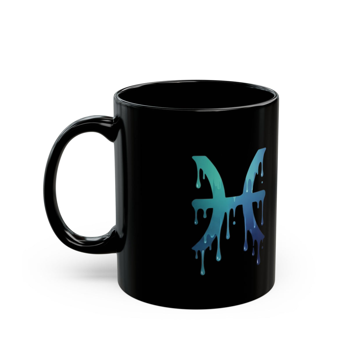 Pisces Zodiac Dripping Pisces Mug — Black Zodiac Coffee Cup