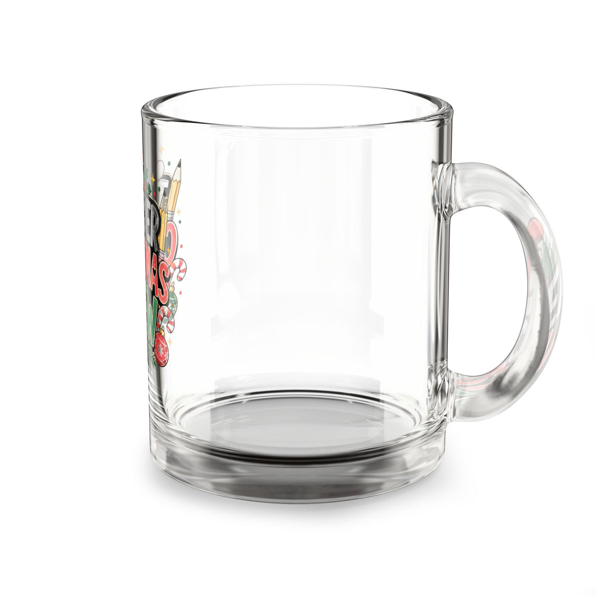 Christmas Glass Mug 10 oz Teacher Christmas Crew Glass Mug — 10oz Holiday Coffee Cup for Educators