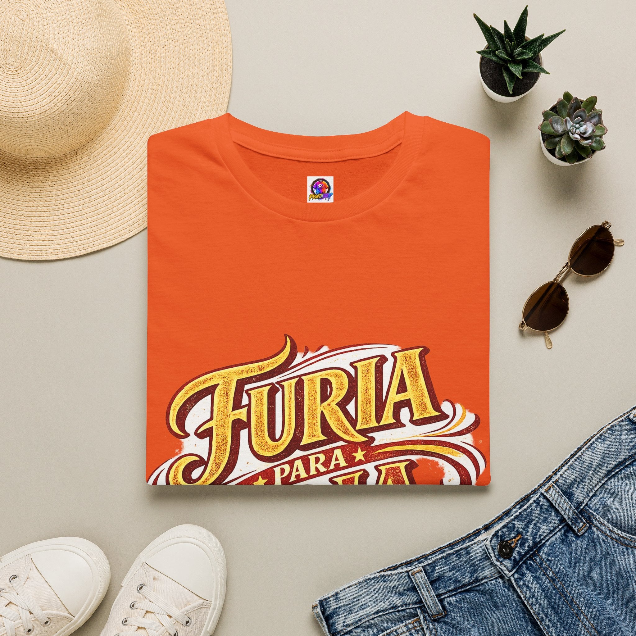 Spain Furia Para Roja Graphic T-Shirt — Bold Spanish Script Tee for Fans & Celebrations