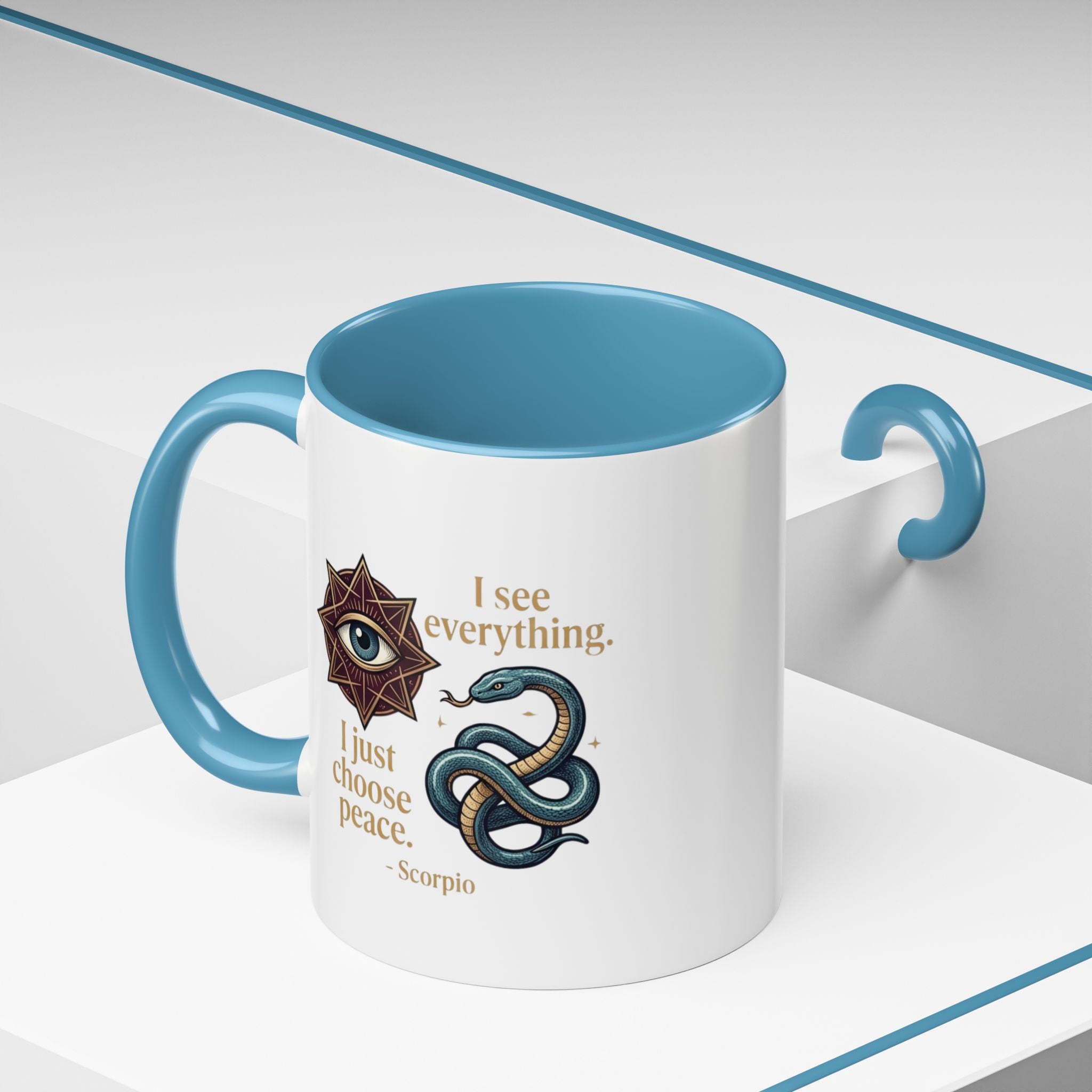 Scorpio Accent Coffee Mug – "I See Everything, I Just Choose Peace" Zodiac Mug