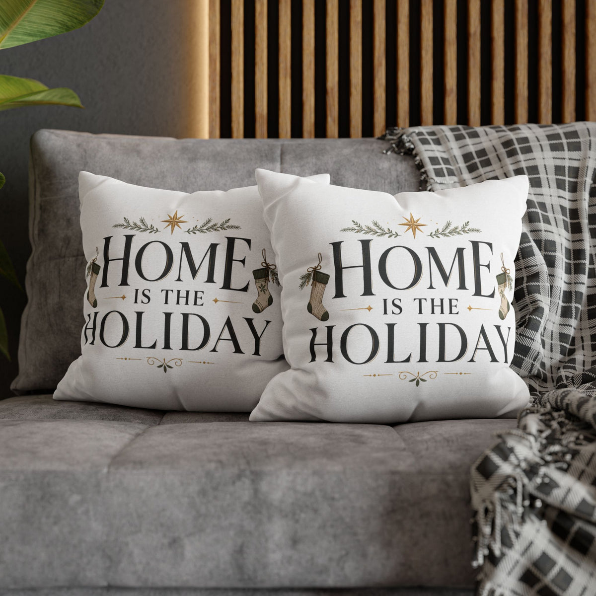 Christmas Home Is the Holiday Throw Pillowcase — Festive Holiday Decorative Pillow Cover
