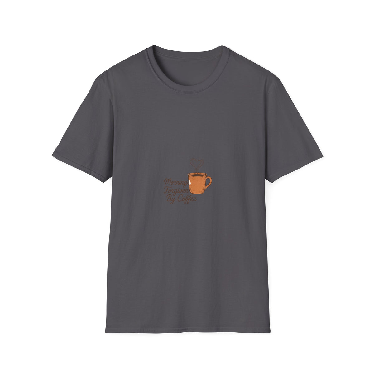 Morning Powered By Coffee Graphic Tee, Cute Caffeine Heart Mug T-Shirt - Trending Now - September 2026