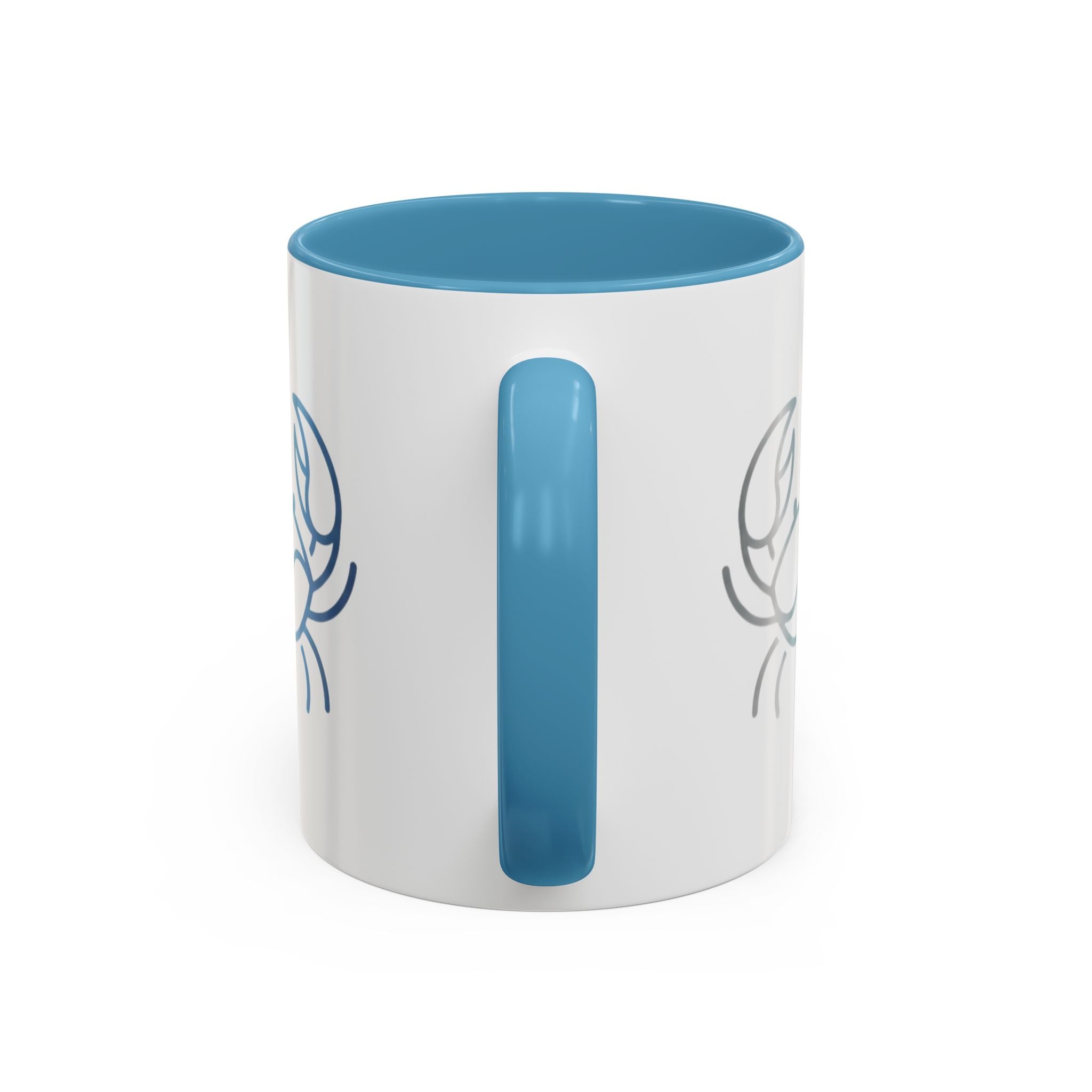 Crab Accent Coffee Mug — Minimal Coastal Zodiac Crab Design