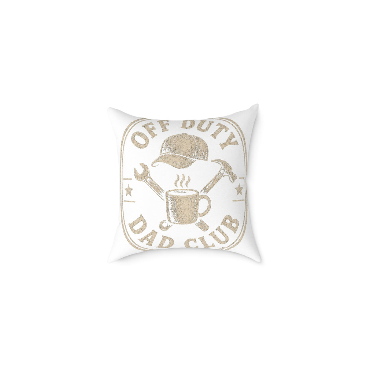 Off Duty Dad Club Pillow  Milo Bailey Dog Dad Mom — Rustic Coffee & Tools Decorative Throw Pillow